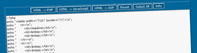 html to script converter